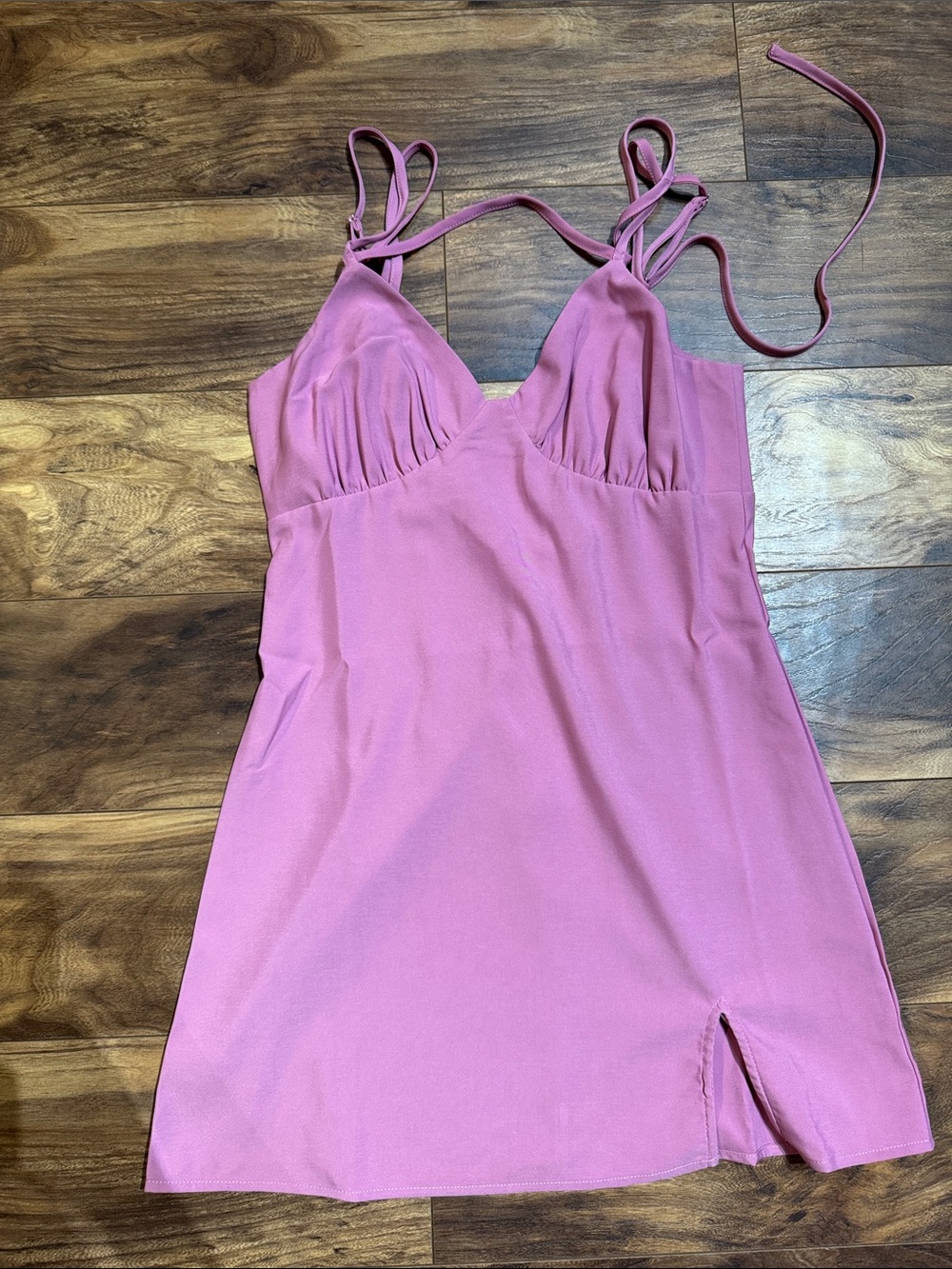 Women's Pink Slip Dress with Adjustable Straps